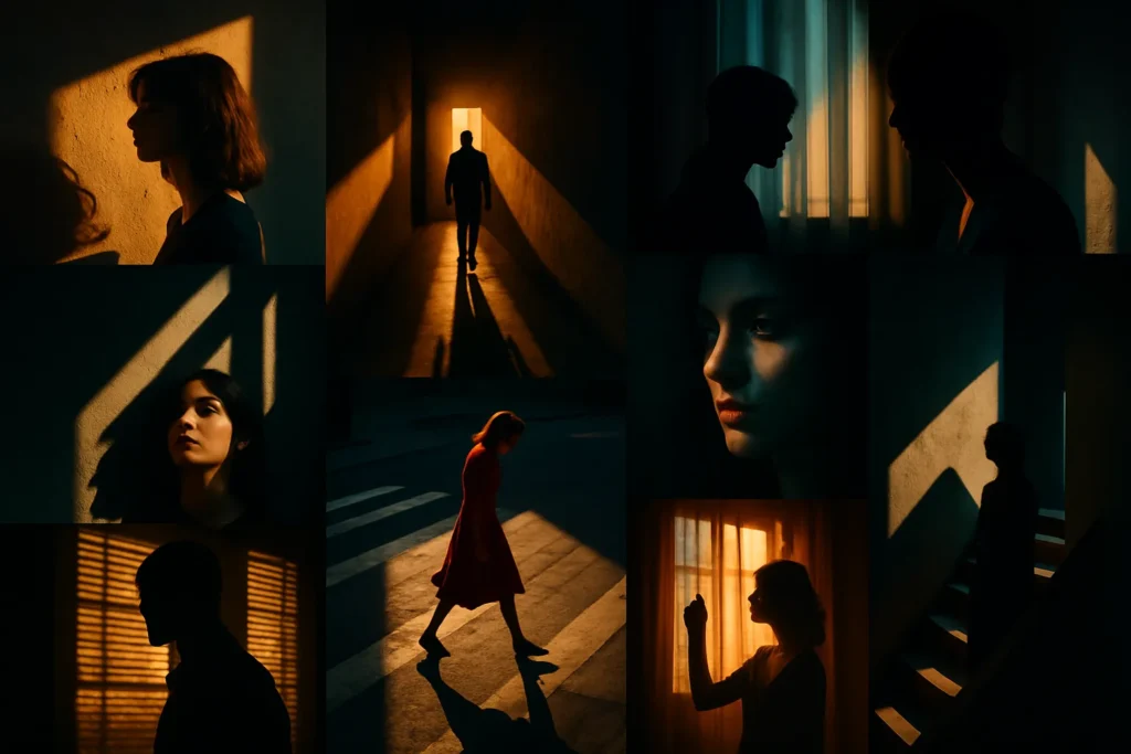 Montagem de várias fotografias que ilustra como editar e sequenciar uma série fotográfica para construir narrativa visual.