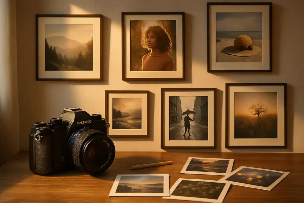 Uma composição visual inspiradora sobre como ler uma fotografia como arte, com foco em técnica e contexto.