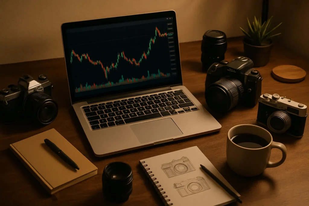 Fotógrafo analisando gráficos sobre como precificar fotografia de forma eficiente.