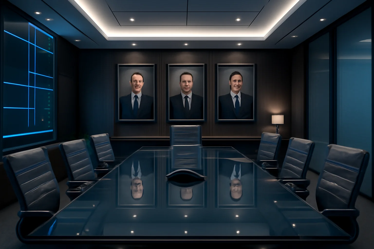 Imagem de ambiente corporativo com câmera, sala de reuniões moderna e detalhes tecnológicos, destacando a importância fotografia corporativa marketing